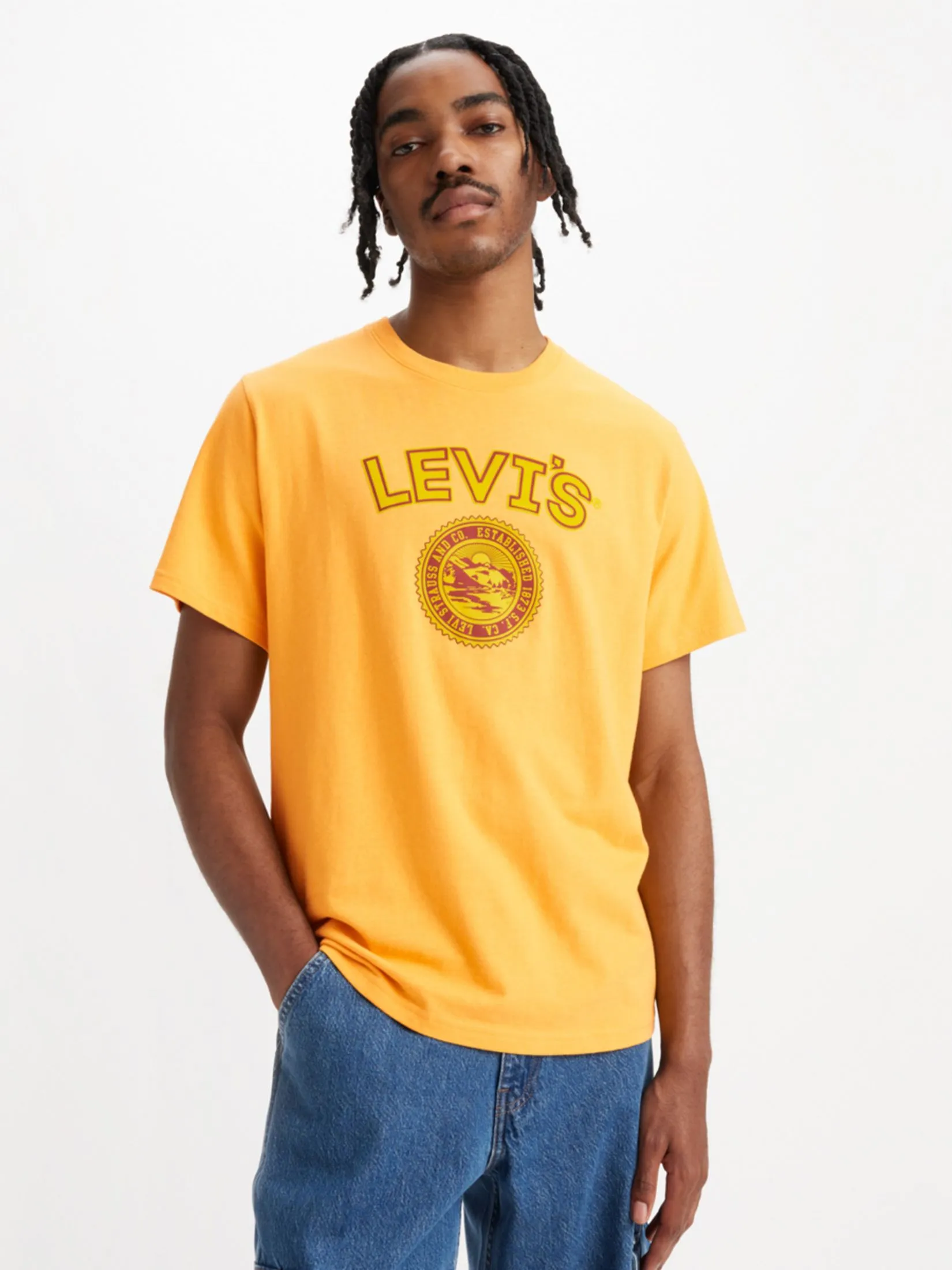 LEVI'S Men's Relaxed Fit Short-Sleeve Graphic T-Shirt Orange