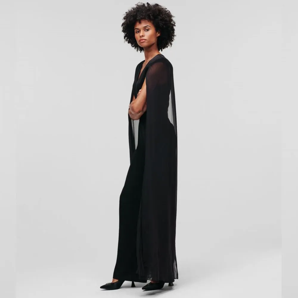 KARL LAGERFELD CAPED JUMPSUIT BLACK
