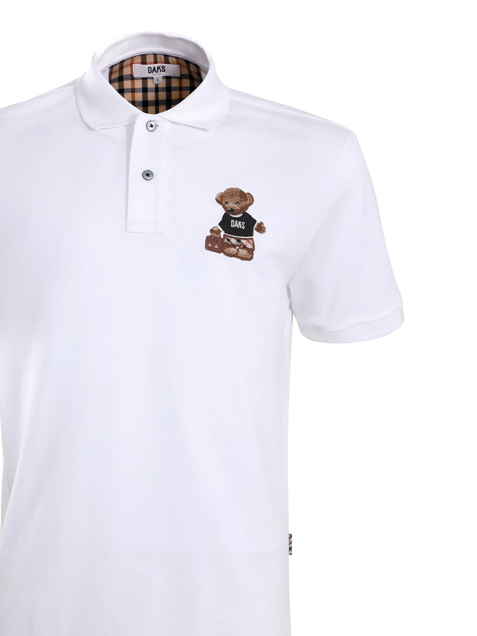 DAKS Men  Short Sleeve Polo Slim Fit White