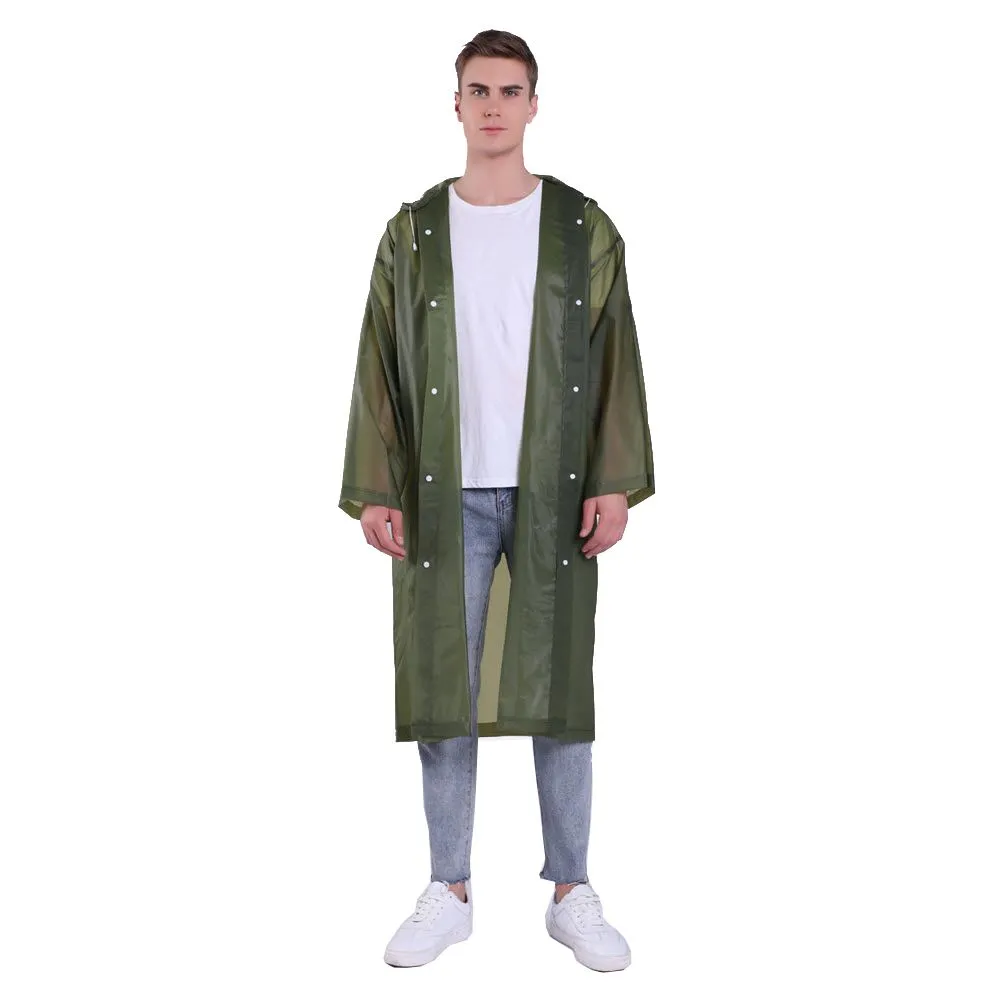 CHARITES BRAND Rain coat, Poncho PVC, Korea Style Waterproof, Dustproof - Green Army