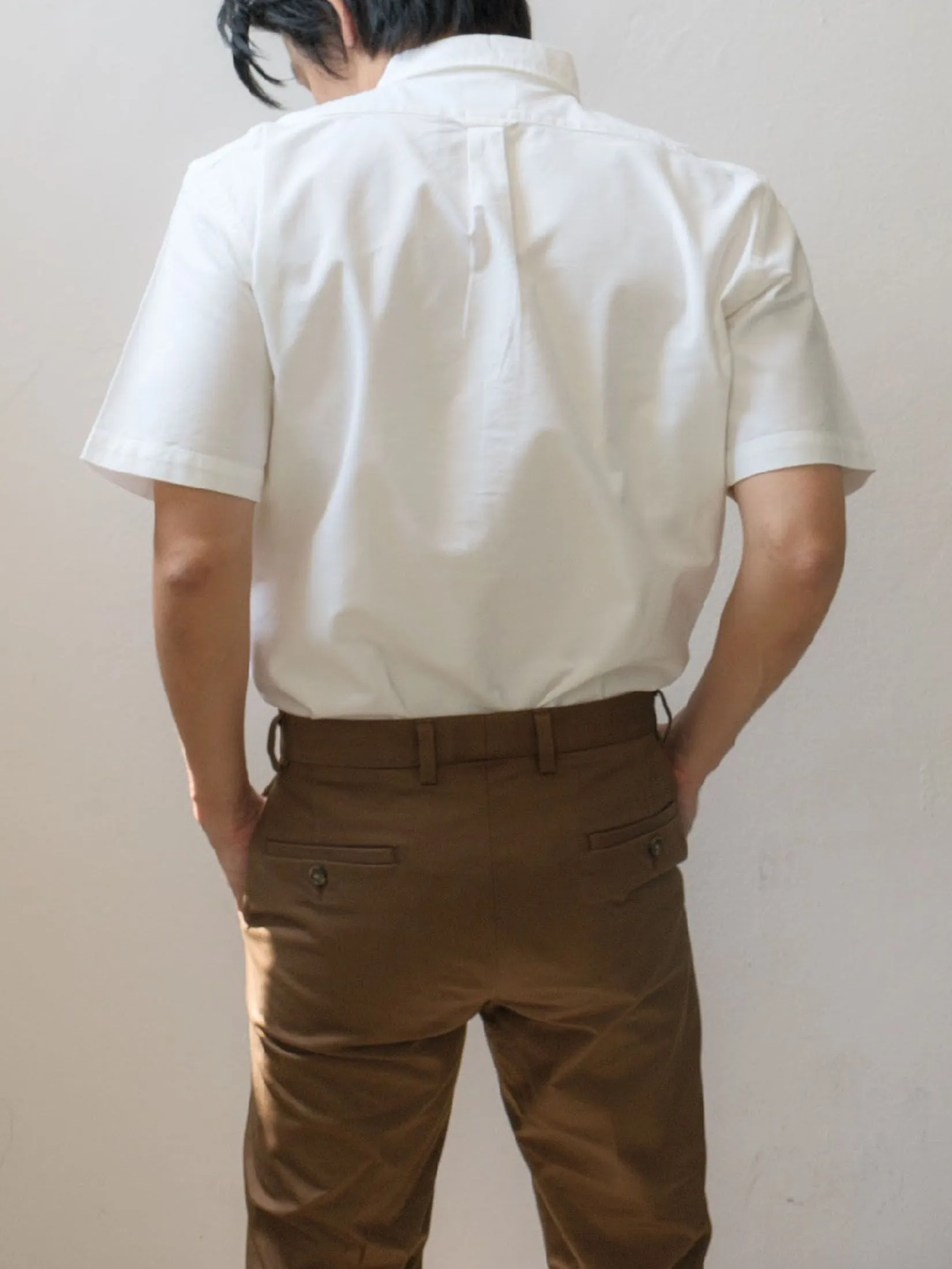 ERA-WON Men's Oxford Shirt Short Sleeve Comfort Fit White