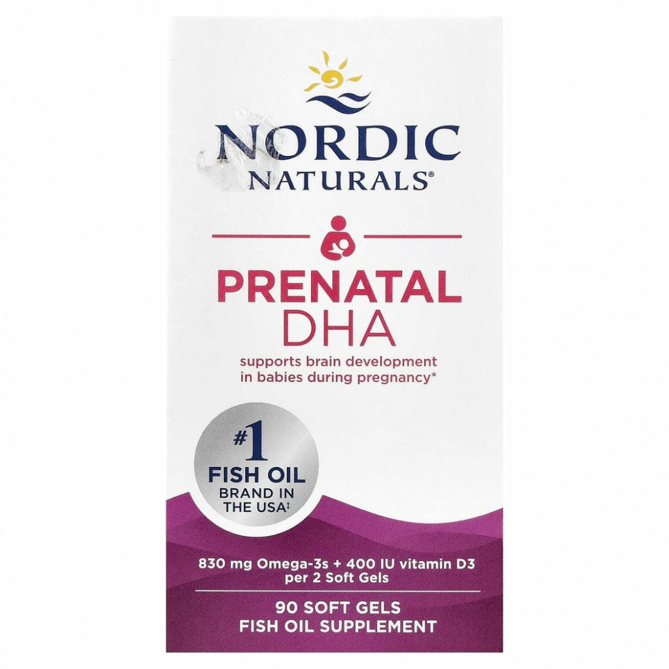 Nordic Naturals, пренатальная ДГК, без добавок, 90 капсул