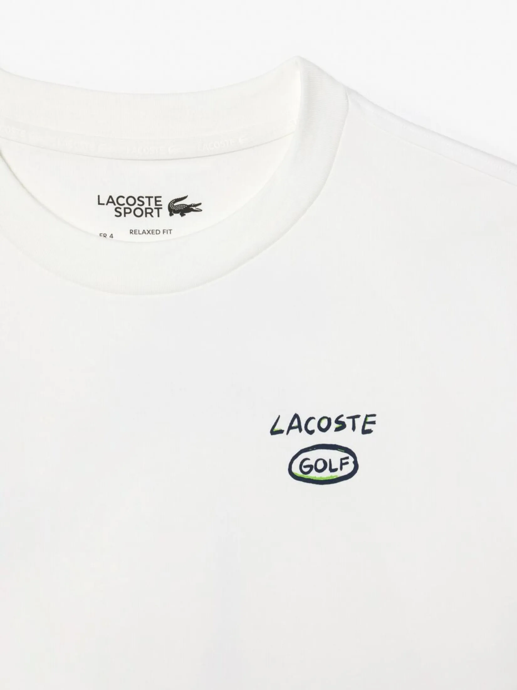 LACOSTE Loose Fit Ultra Dry Cotton Golf T-shirt White