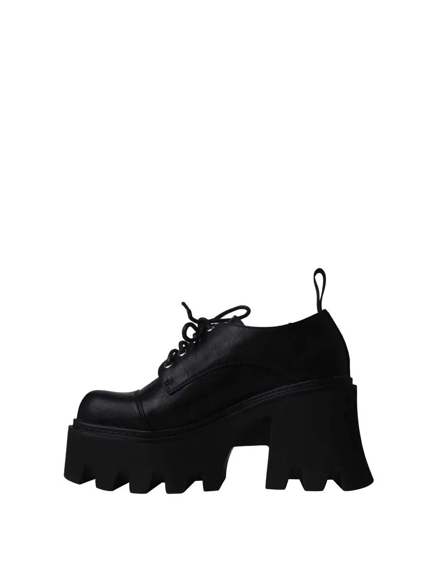 VILLAINS SF YAMINA Women's Platform Oxford Heels BLACK