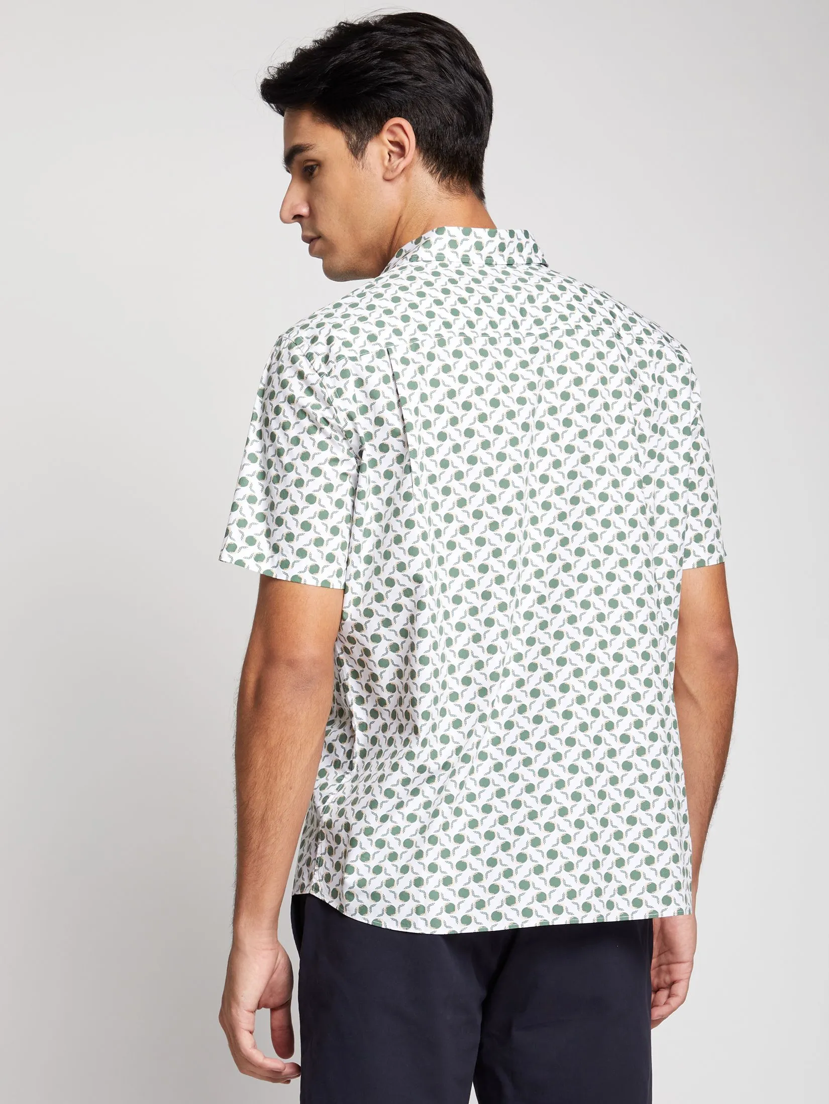 ALUMNUS Men Shirt Short Sleeves Dark Olive Green