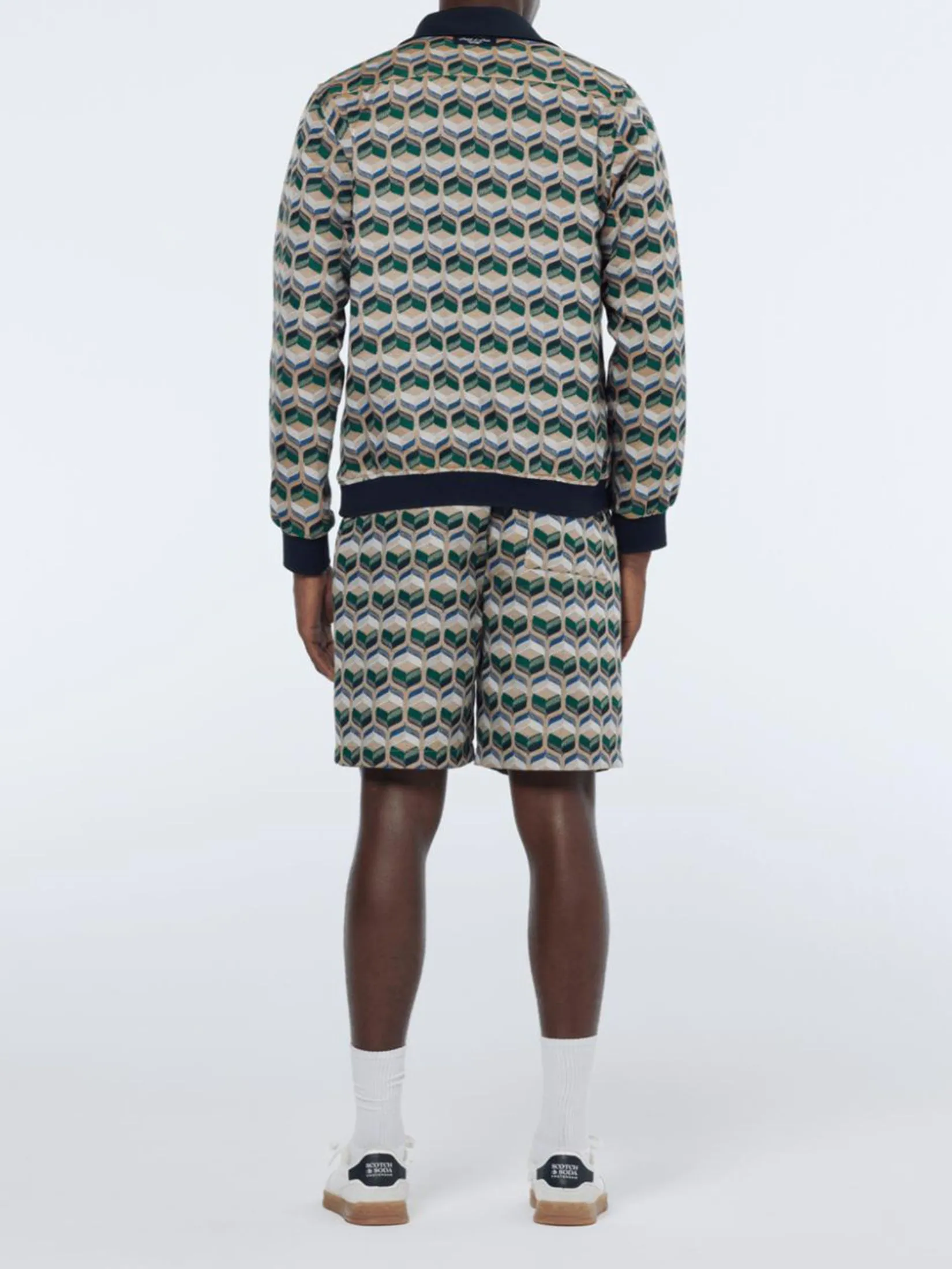 SCOTCH&SODA Men Jacket Jacquard Tracksuit Retro Shape Beige AOP