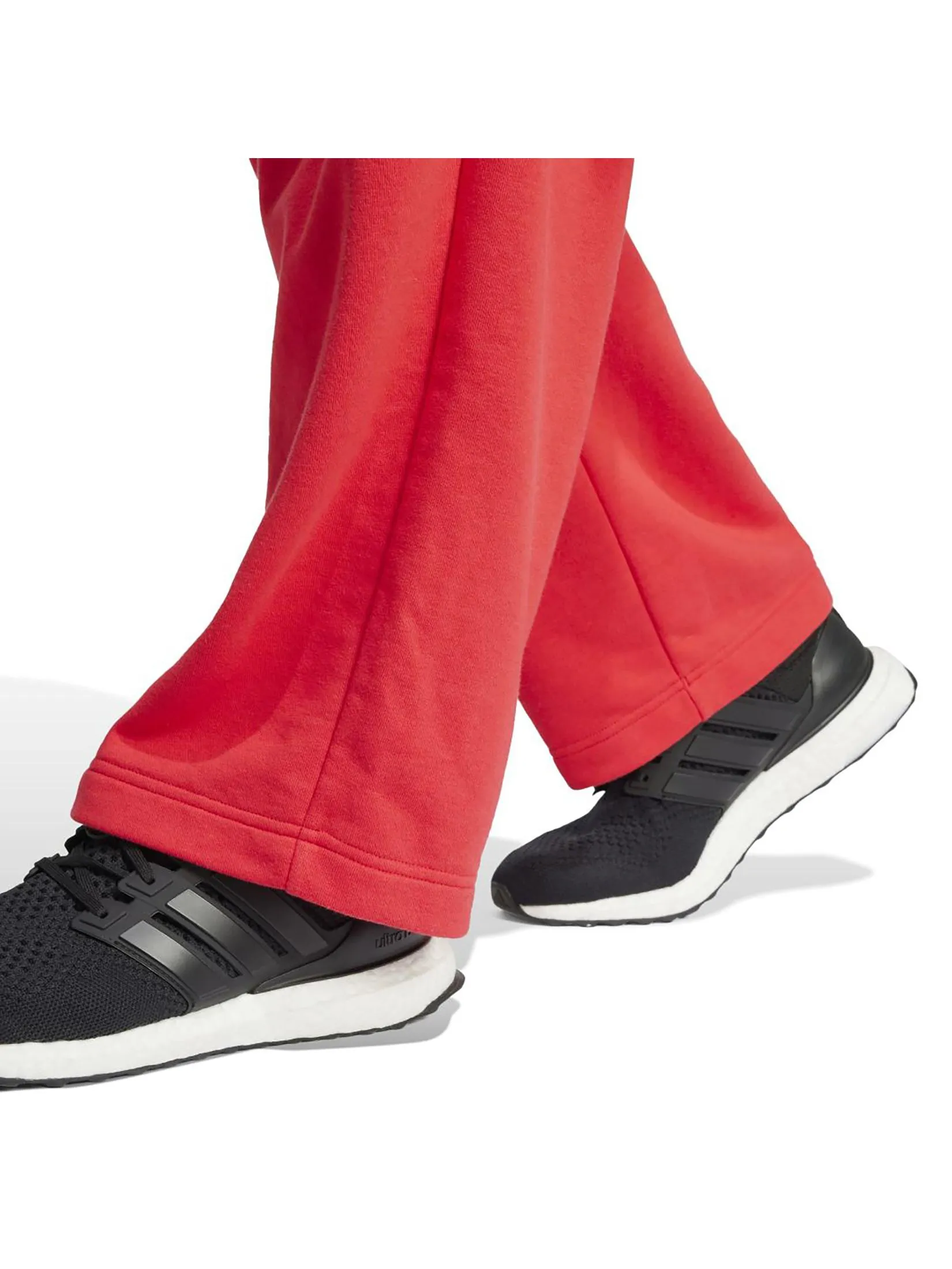 ADIDAS Men Joggers Essentials Wide Leg 3 Bar Logo JF3601 Pure Ruby / Black