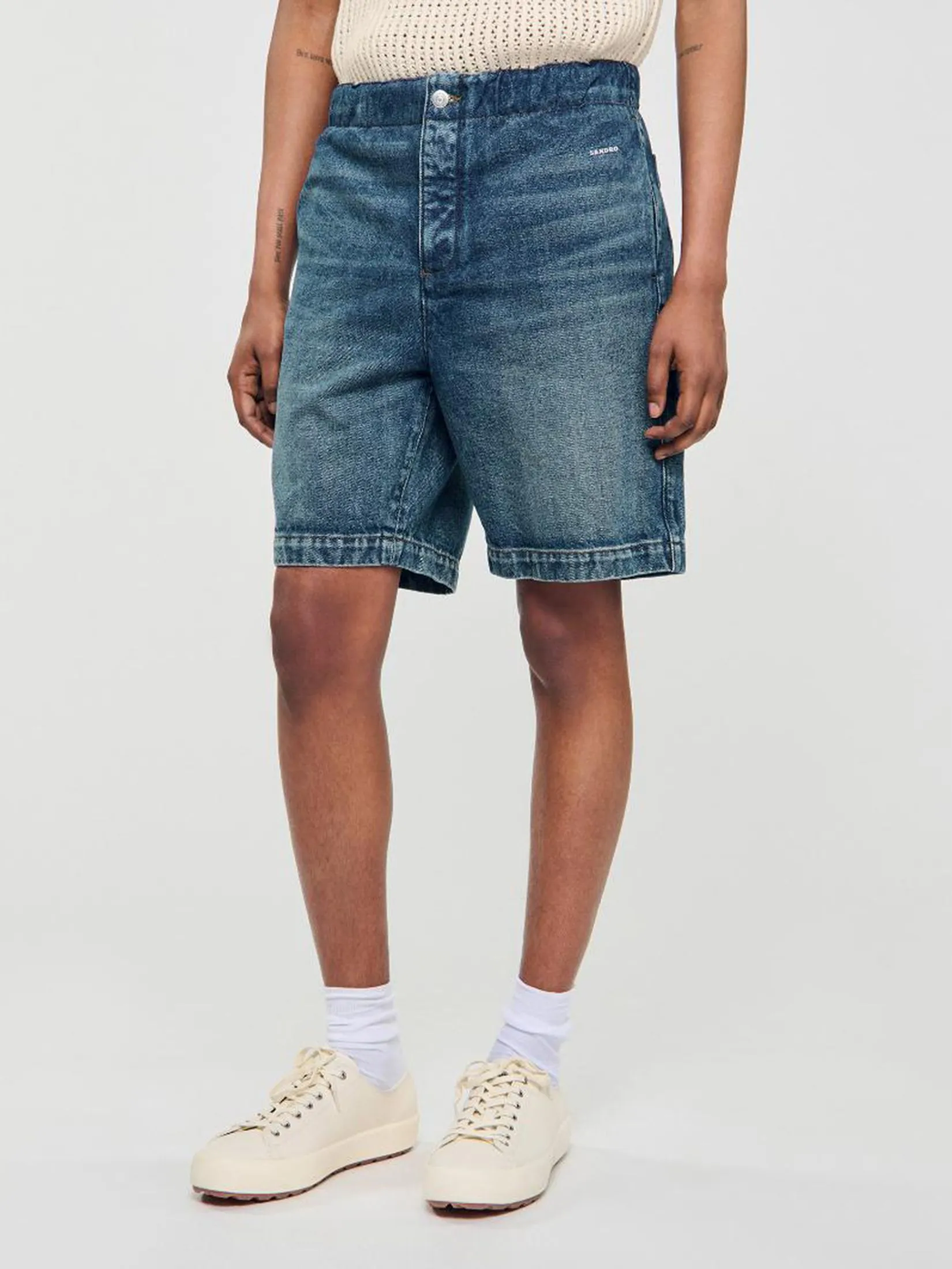 SANDRO Elasticated Denim Shorts