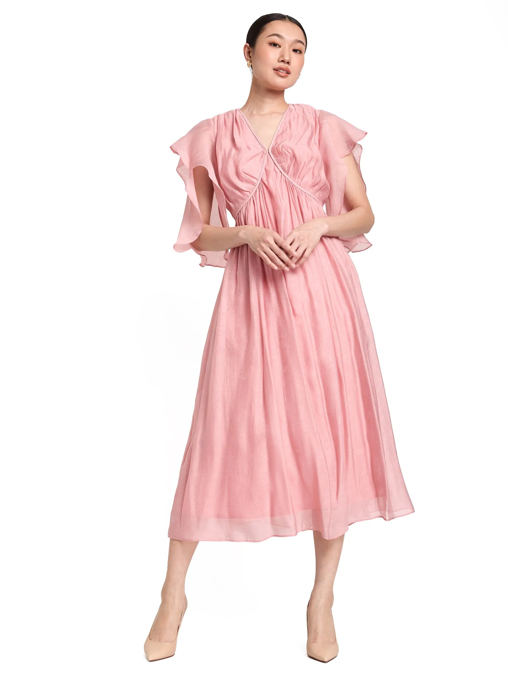 EXPRESSIONS EVENING Women Maxi Dress V-Neck With Front Twist