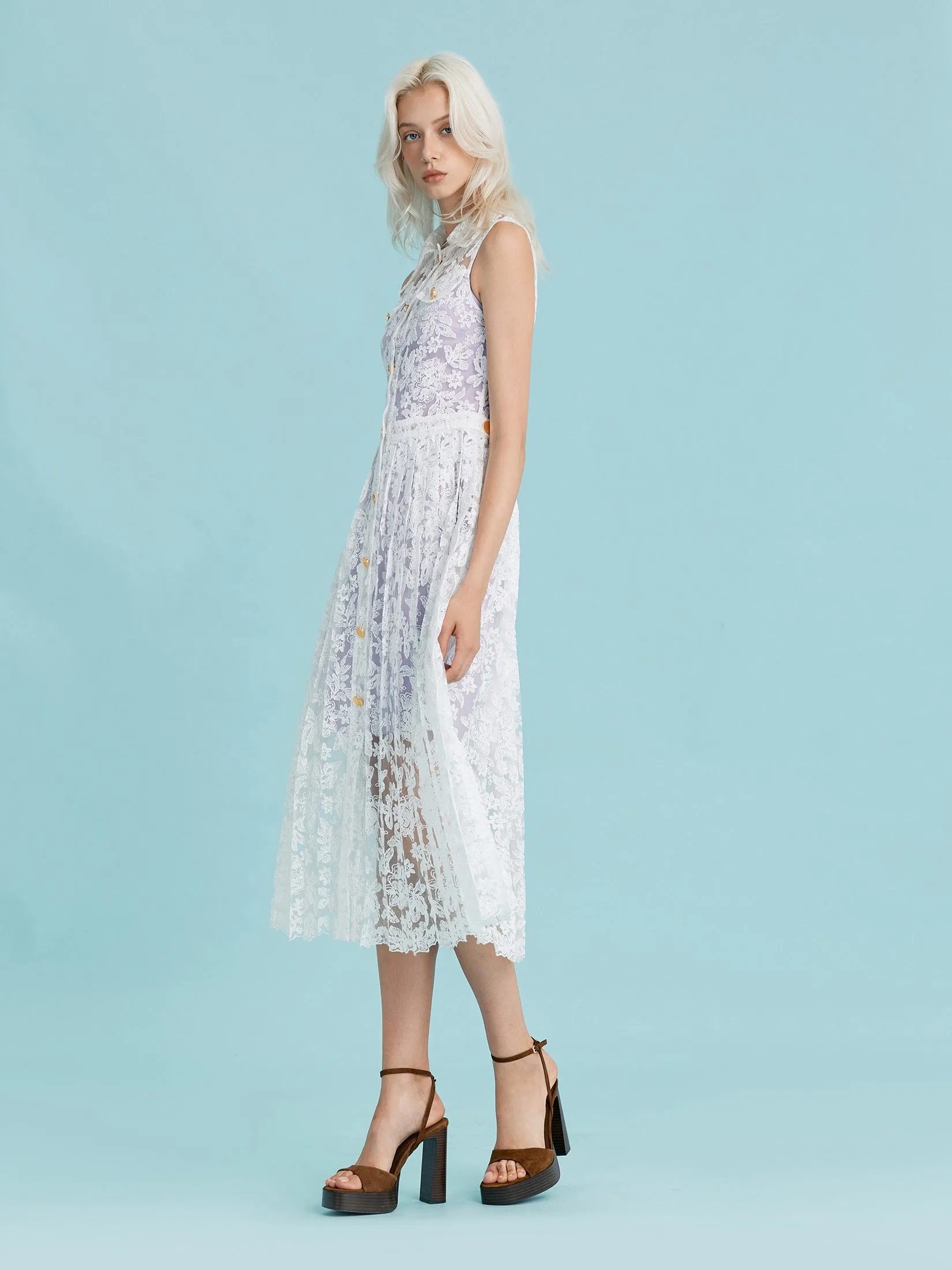 ASV (RS25)Lumi Women Sleeveless Lace Dress Purple