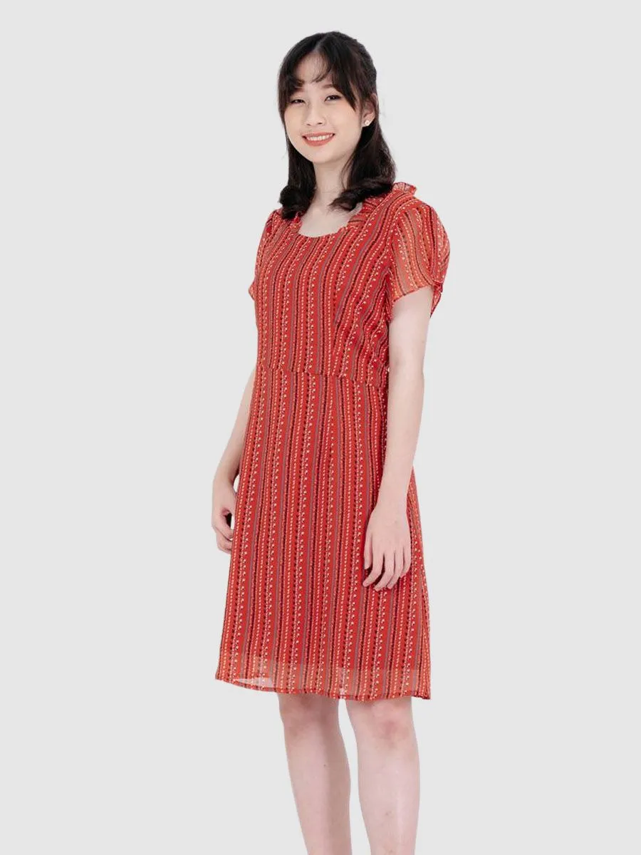 AMILA Women Dress Chiffon Angora Orange