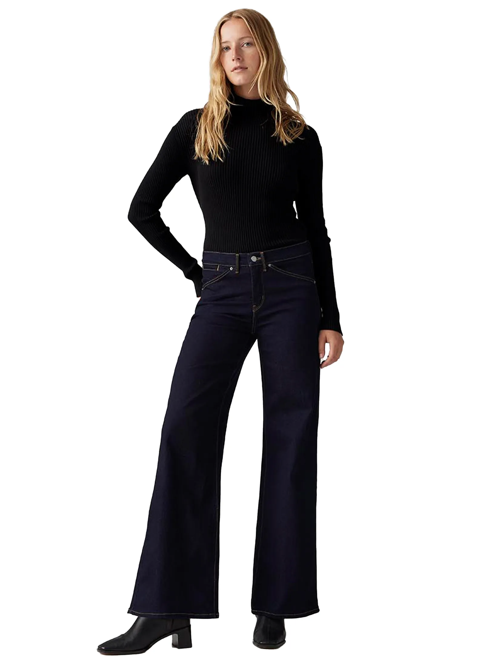 LEVI'S Women's 318 Shaping Wide-Leg Jeans Dark Blue