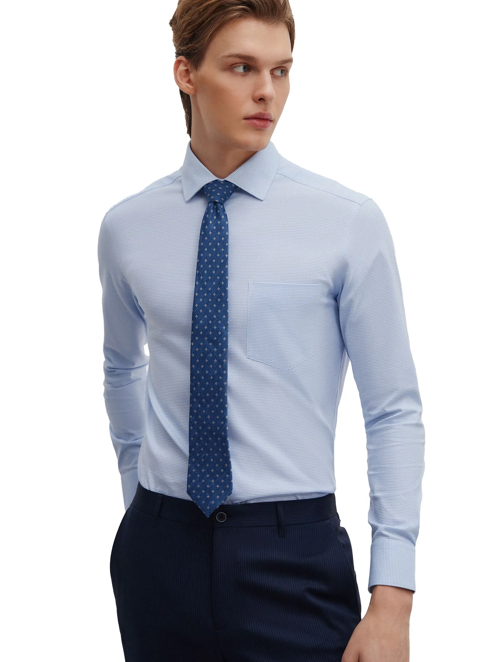 G2000 Men Clothing Non -Iron 2-Tone Shirt  Smart Fit - Blue