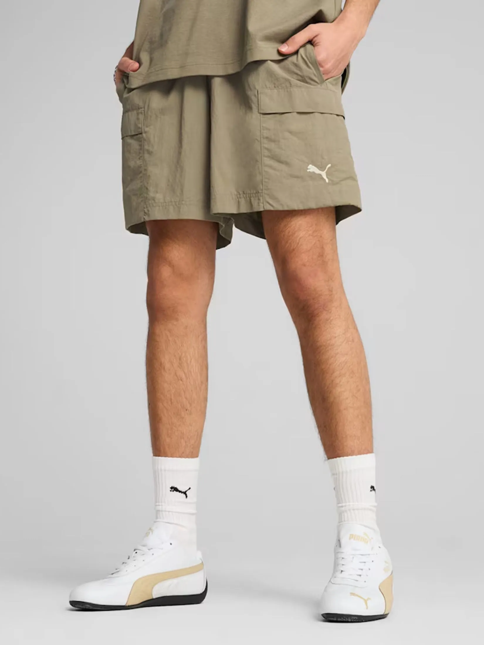PUMA Men Cargo Shorts 6" Wardrobe Essentials Relaxed Velvet Moss
