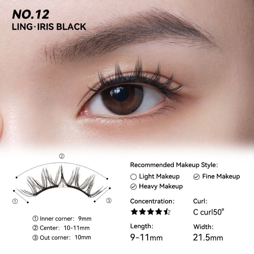 Wosado Soft Magnetic False Eyelashes 1pcs. Iris Black