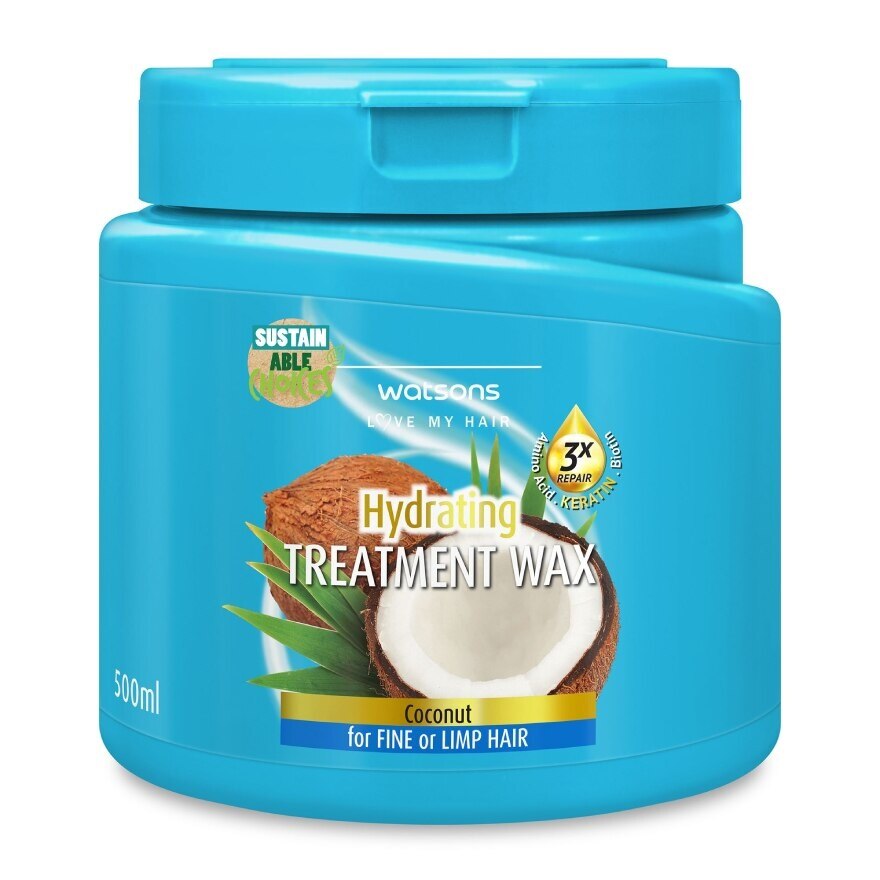 Watsons Treatment Wax Coconut for Fine or Limp Hair 500ml.