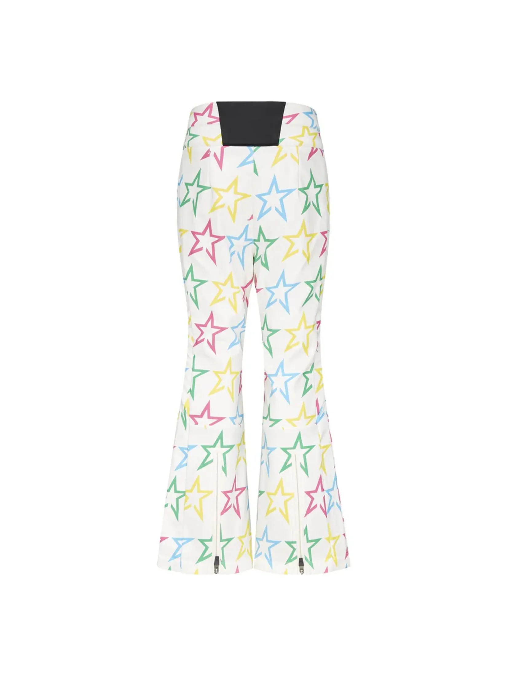 PERFECT MOMENT AURORA HIGH WAIST FLARE PANT IN LOGO STAR PRINT/ SNOW WHITE AND RAINBOW