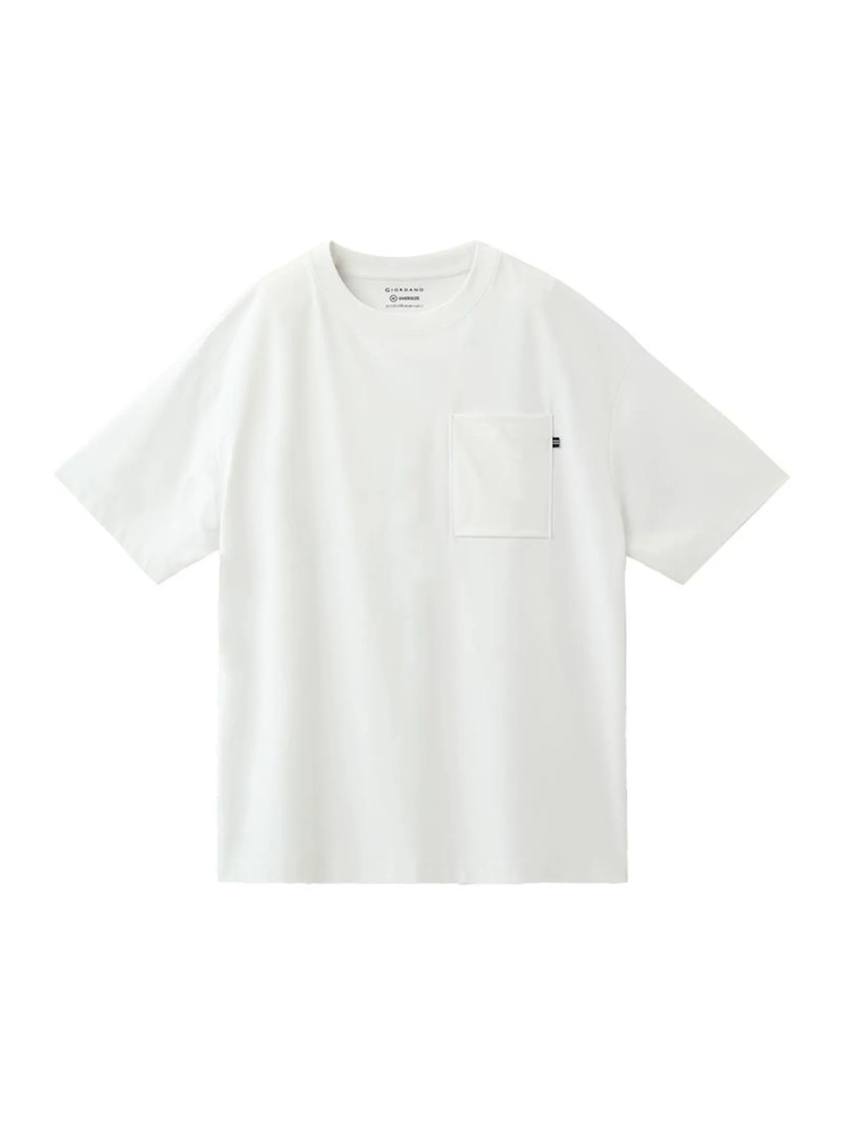 GIORDANO Men's Oversized Cool Pocket Tee Signature White