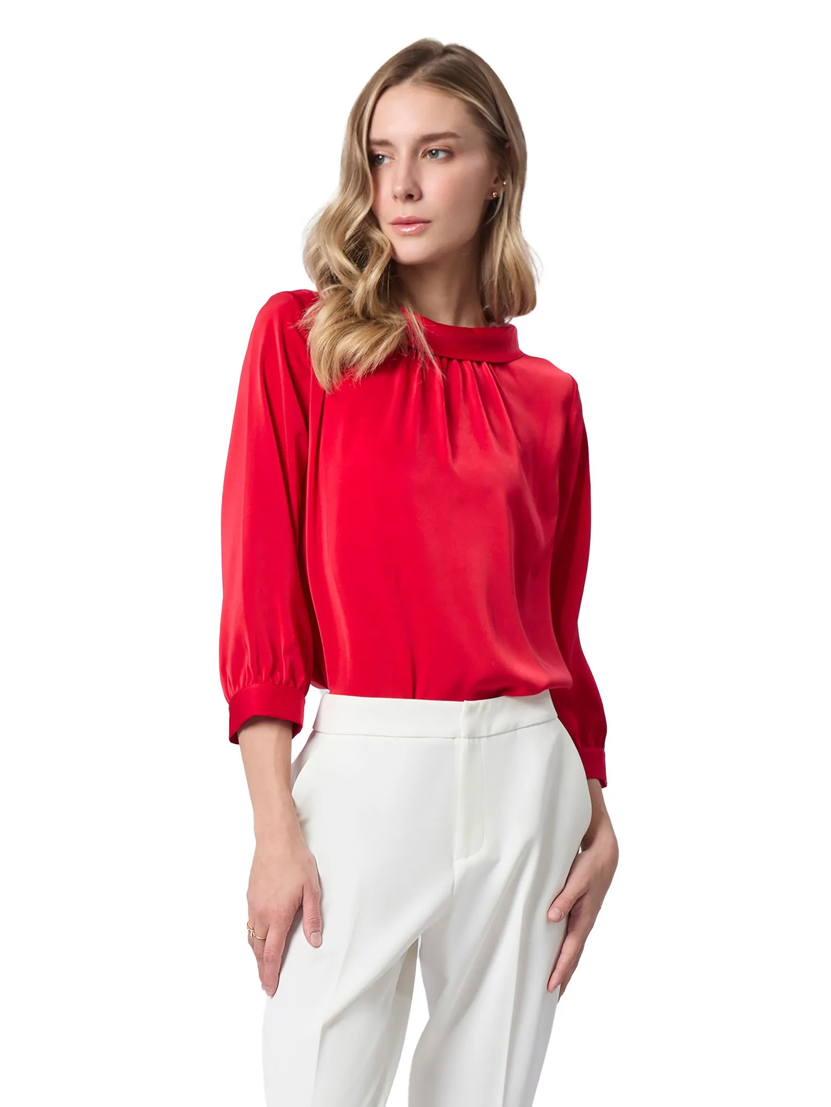 ESPADA Three Quarter Sleeve Blouse Women Red Size - L
