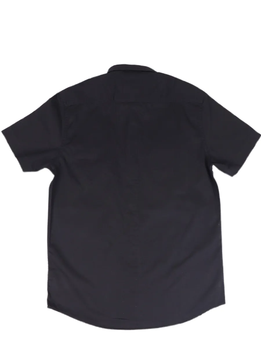 BOVY Men Shirt Short Sleeves Cotton Twill Black