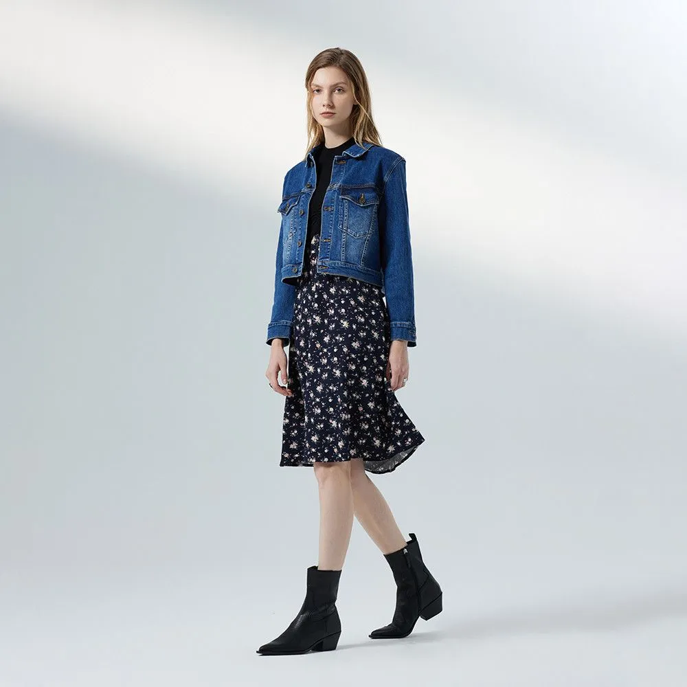 JESSICA RED MID BLUE  CROPPED JACKET