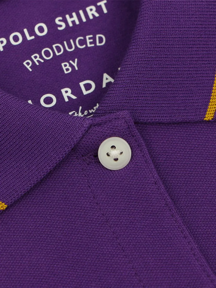 GIORDANO Women's Cotton Lycra Slim Fit Short Sleeve Polo Plum Purple