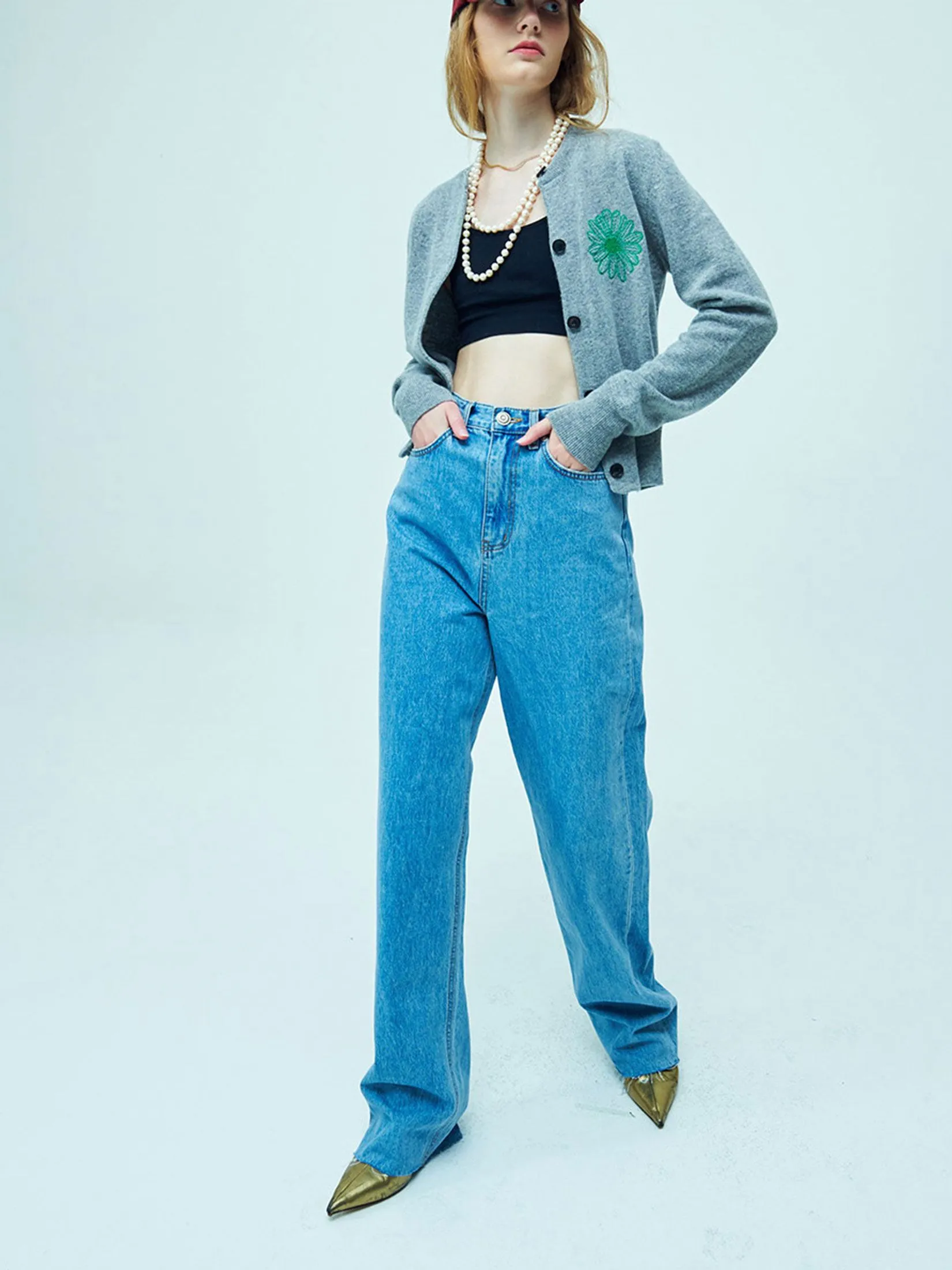 MARDI MERCREDI Cashmere Blended Cardigan Round Neck F