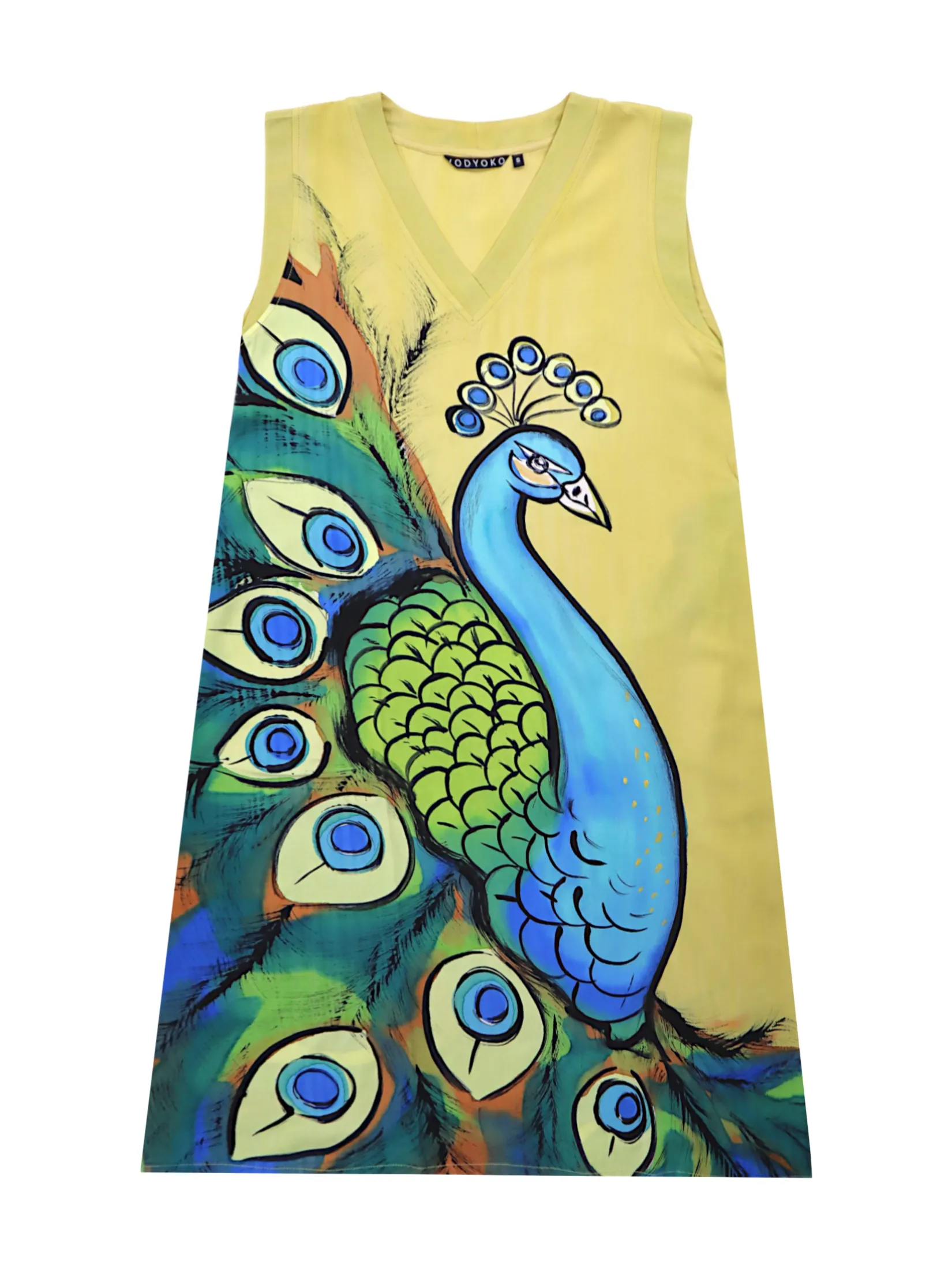 YODYOKO Woman Sleeveless Dress - Gold : The Proud Peacock Size - M