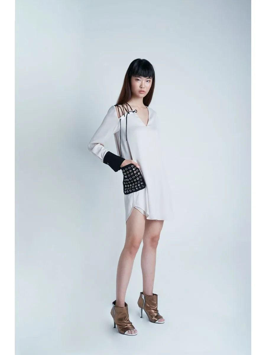 SENADA WOMEN CRISS CROSS STUDDED OATMEAL DRESS