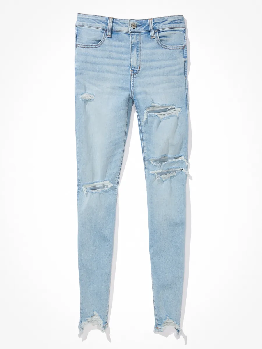 AMERICAN EAGLE WOMEN HIGH-RISE JEGGING 403 BLUE PATH
