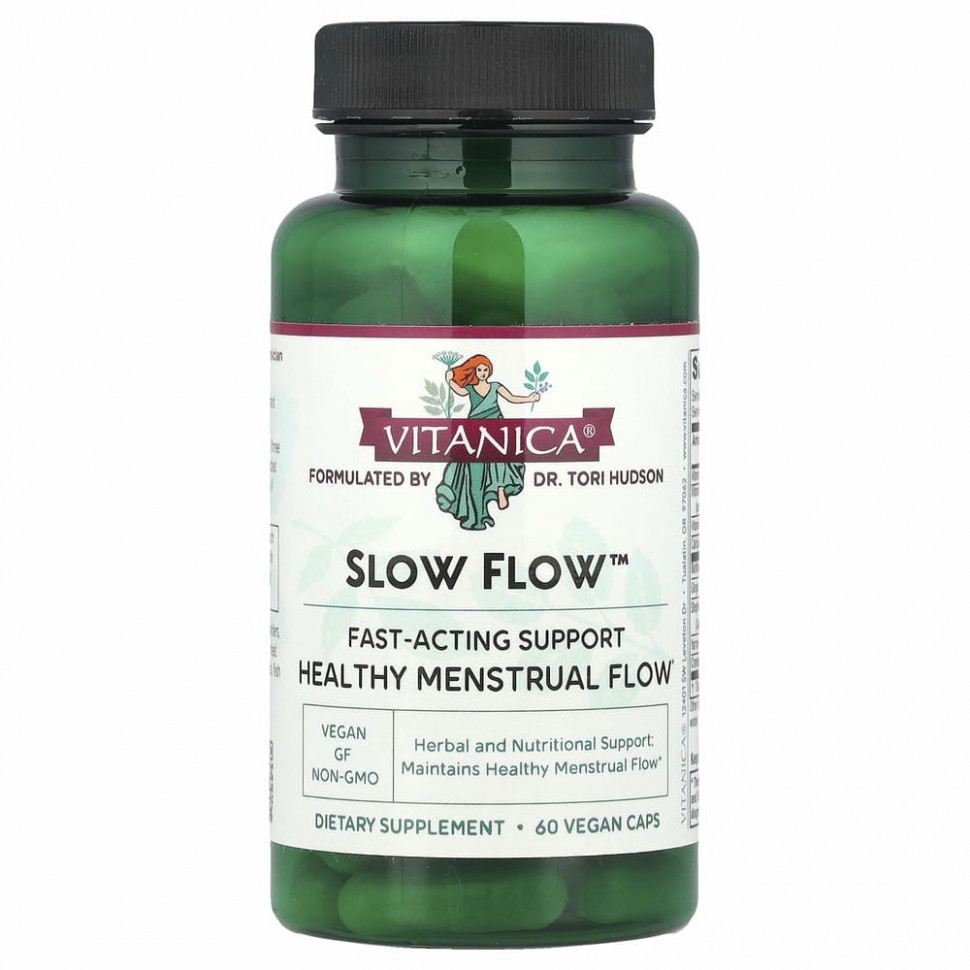 Vitanica, Slow Flow, поддержка менструального цикла, 60 вегетарианских капсул