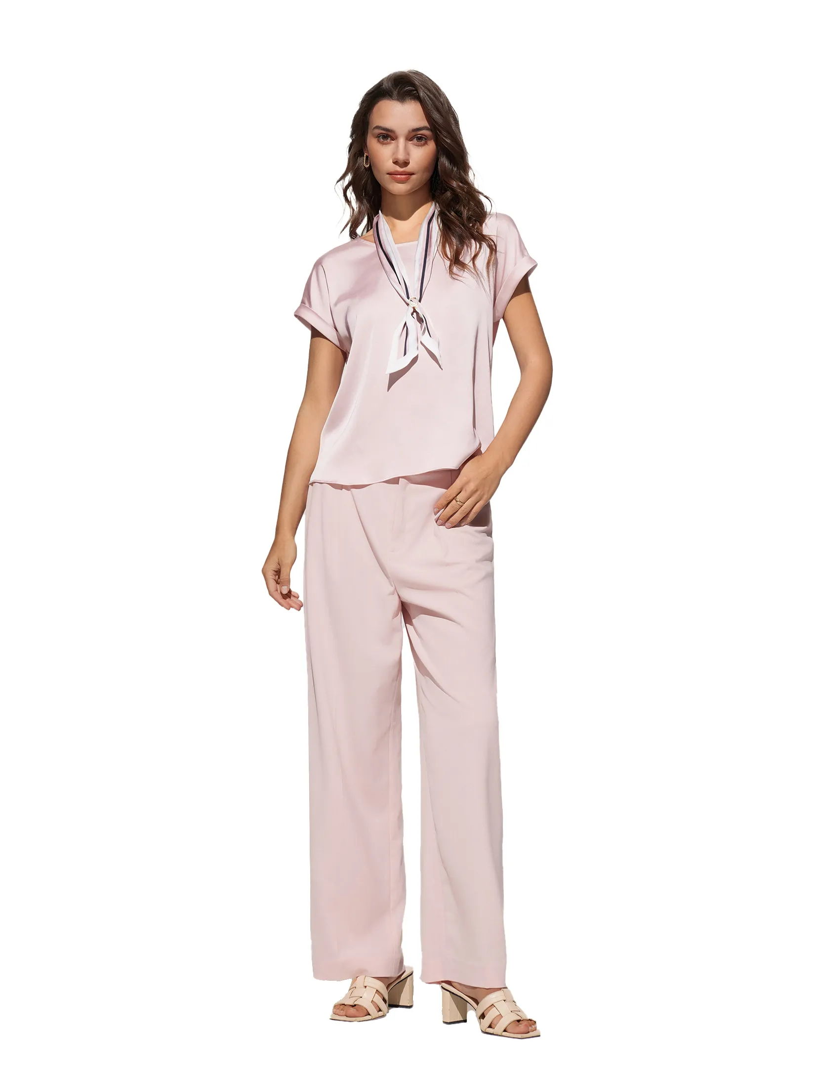 G2000 Women Clothing Cooling Multi-Way Stretch Relaxed Straight Leg Suit Pants Straight Leg - Pink