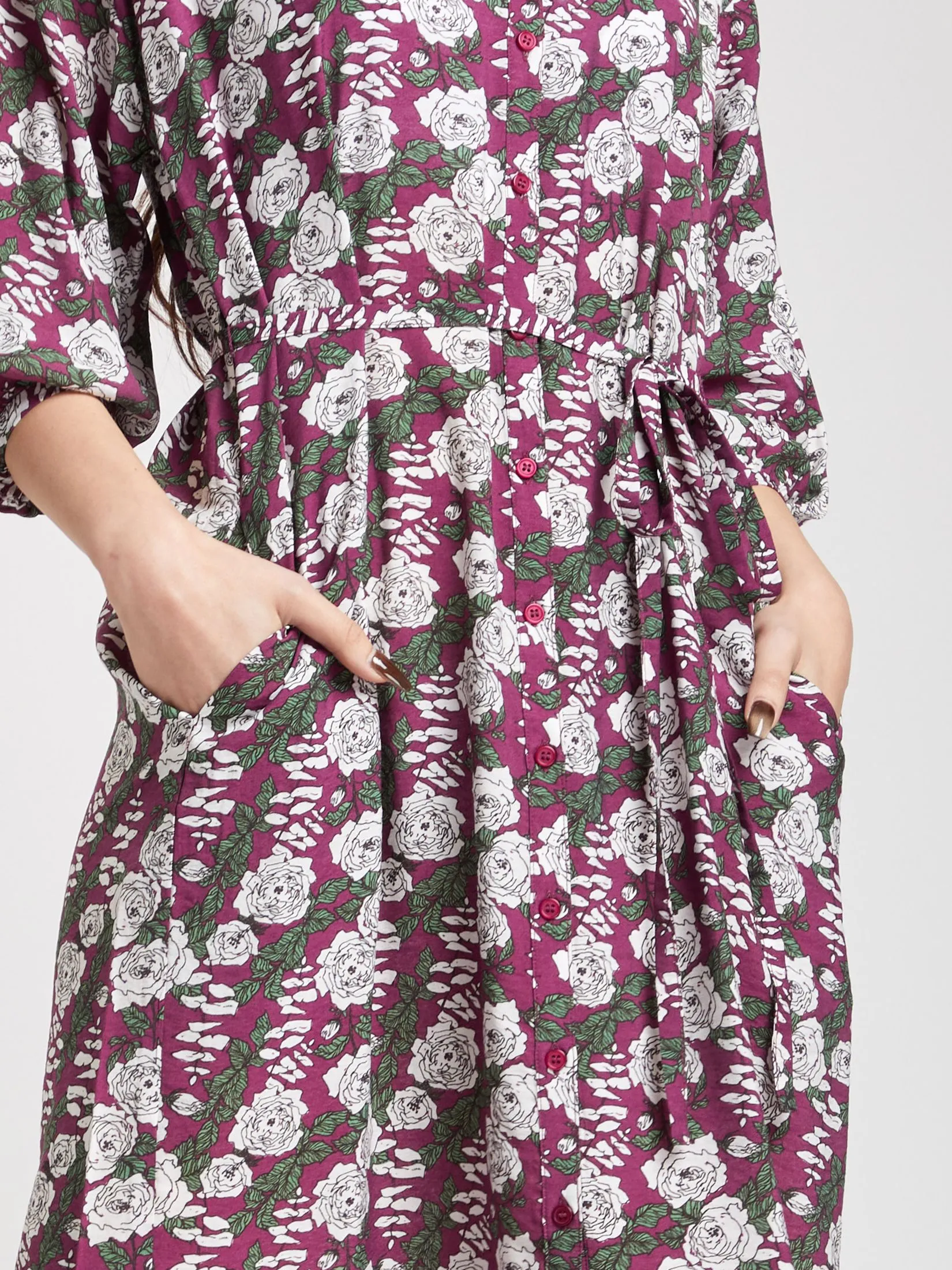 EASY PIECES Women Dress Long Sleeves Collar Print