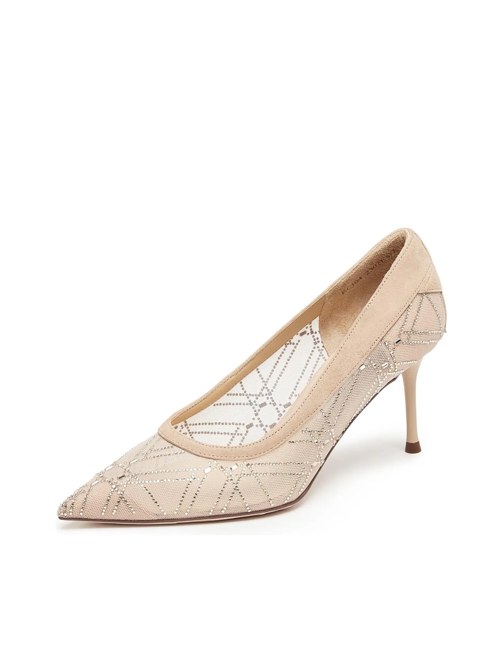 STACCATO Women Pumps Lined Crystal-Embellished Mesh Champagne Pink