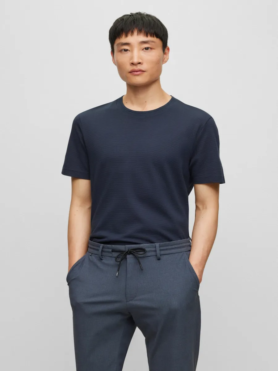 BOSS Men s T-Shirt Regular Fit Dark Blue Size - L