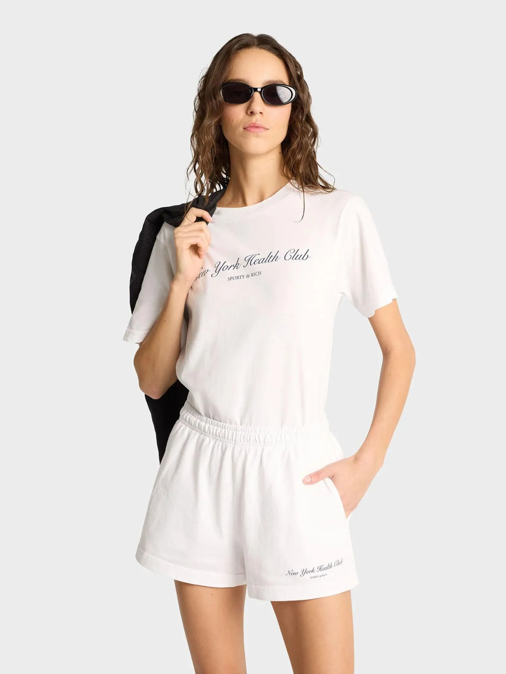 SPORTY & RICH Women Short Disco NY Health Club - White/Navy