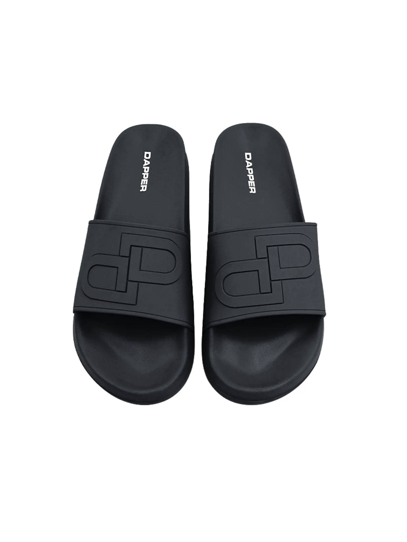 DAPPER DAPPER DP Icon Embossed Pool Slide Sandals Black