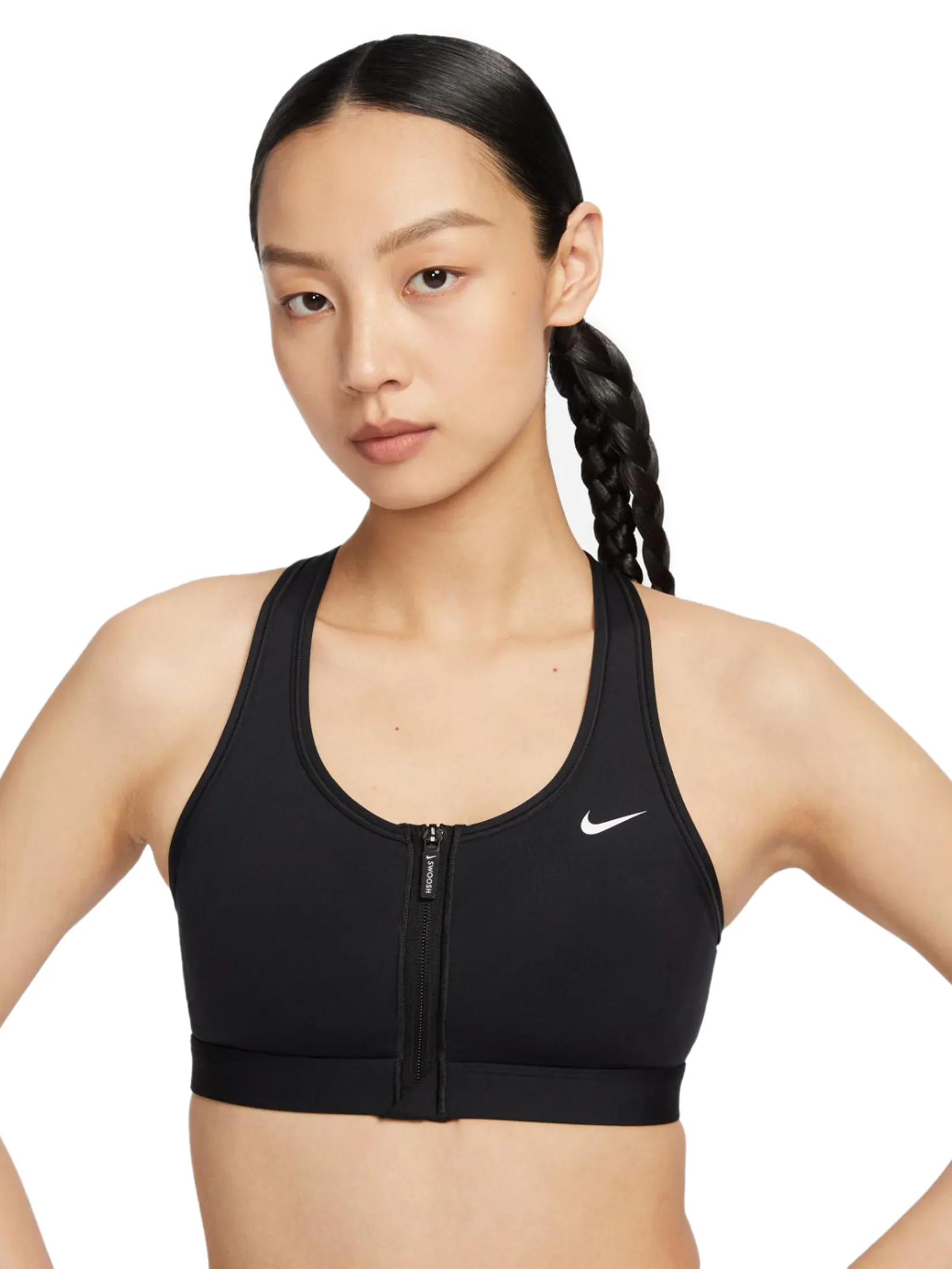 NIKE Women Sport Bra Swoosh Front Zip Medium-Support