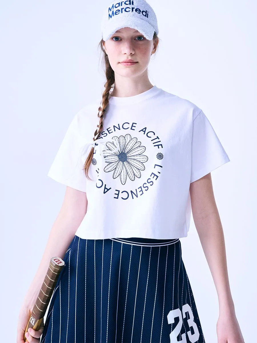 MARDI MERCREDI ACTIF Crop Tshirt Actif Emblem White Navy F