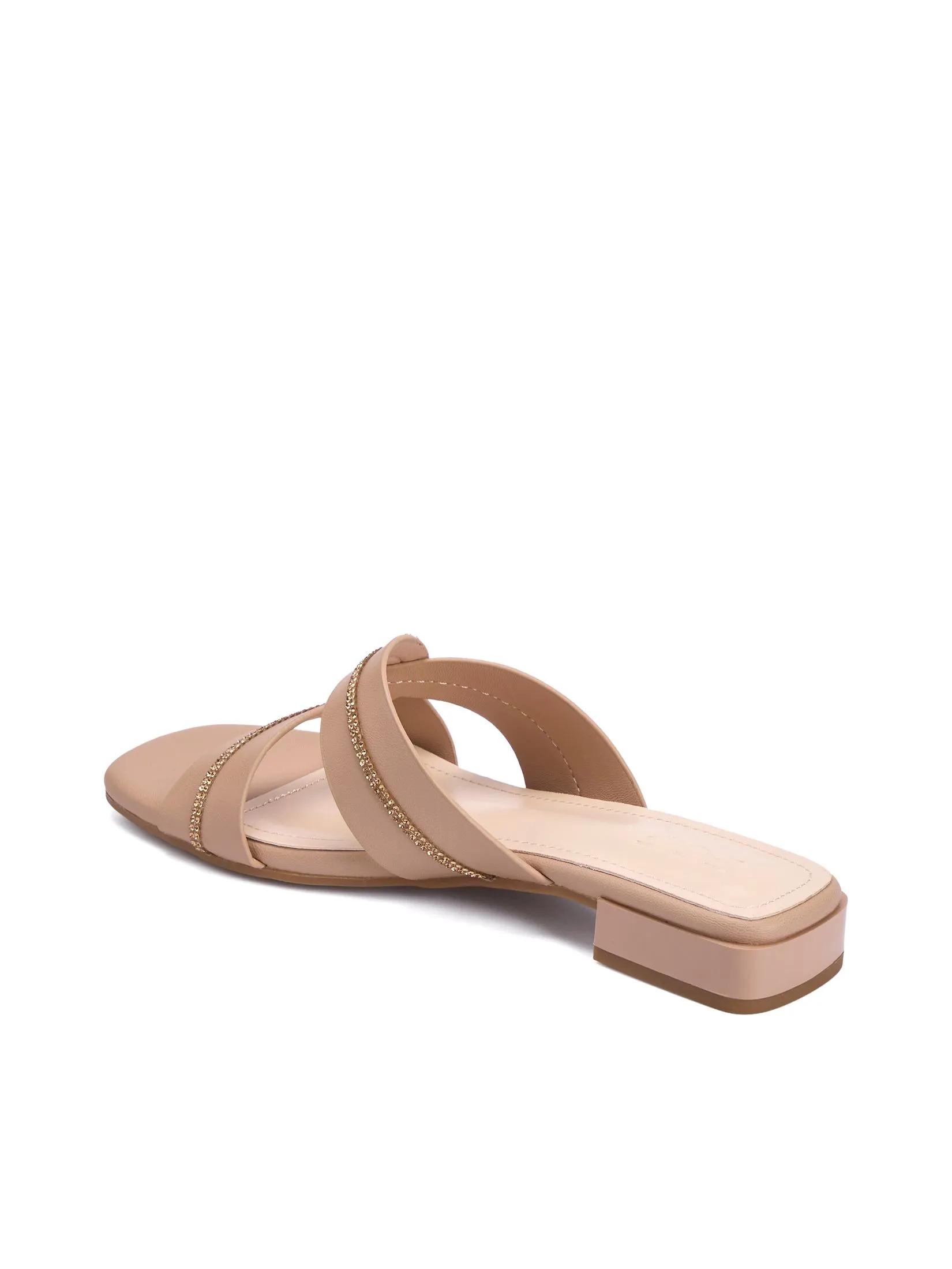 FOF Women Sandals Cross Sequinned Strap