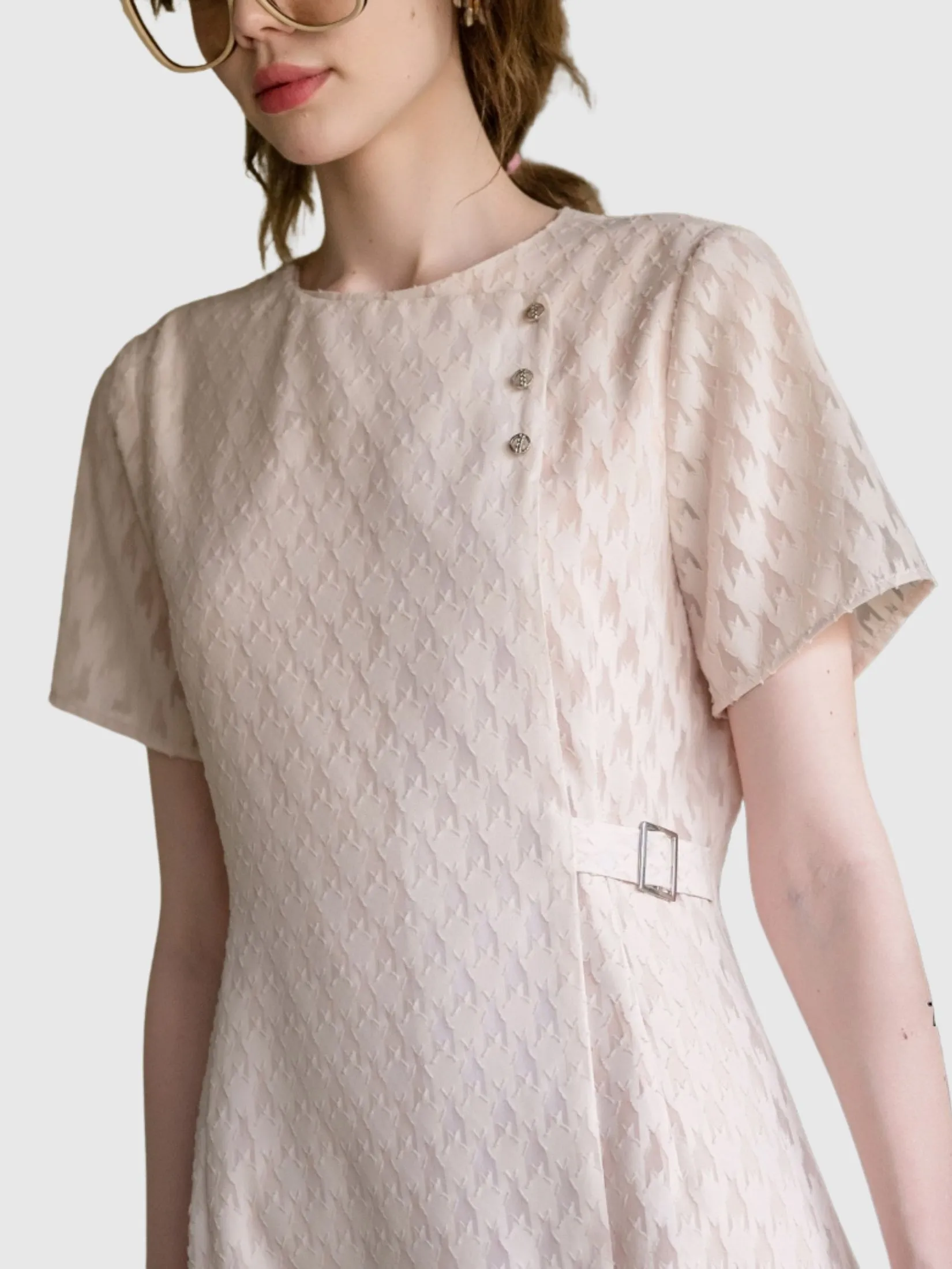 AMILA Women Dress Short Sleeves Uragiri Cream