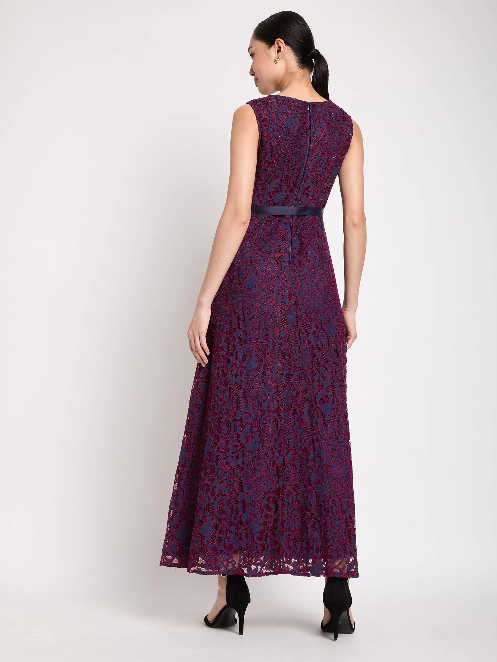 EXPRESSIONS EVENING Women Maxi Dress Sleeveless Lace