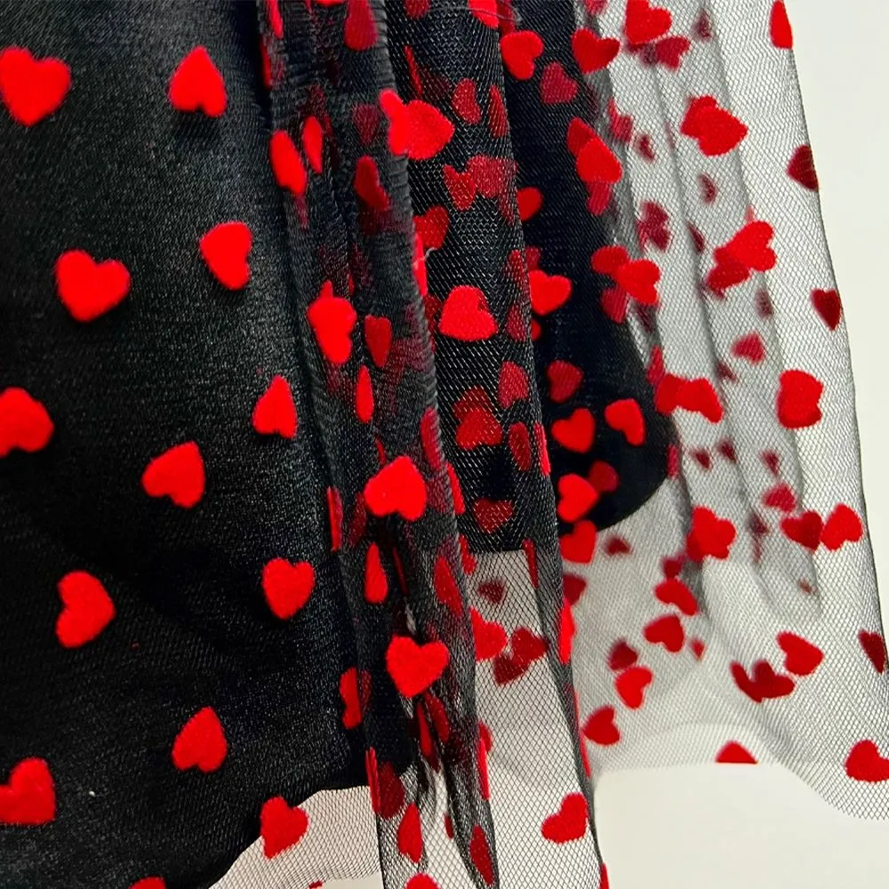 ICONIC BLACK HEARTS VELVET SKIRT