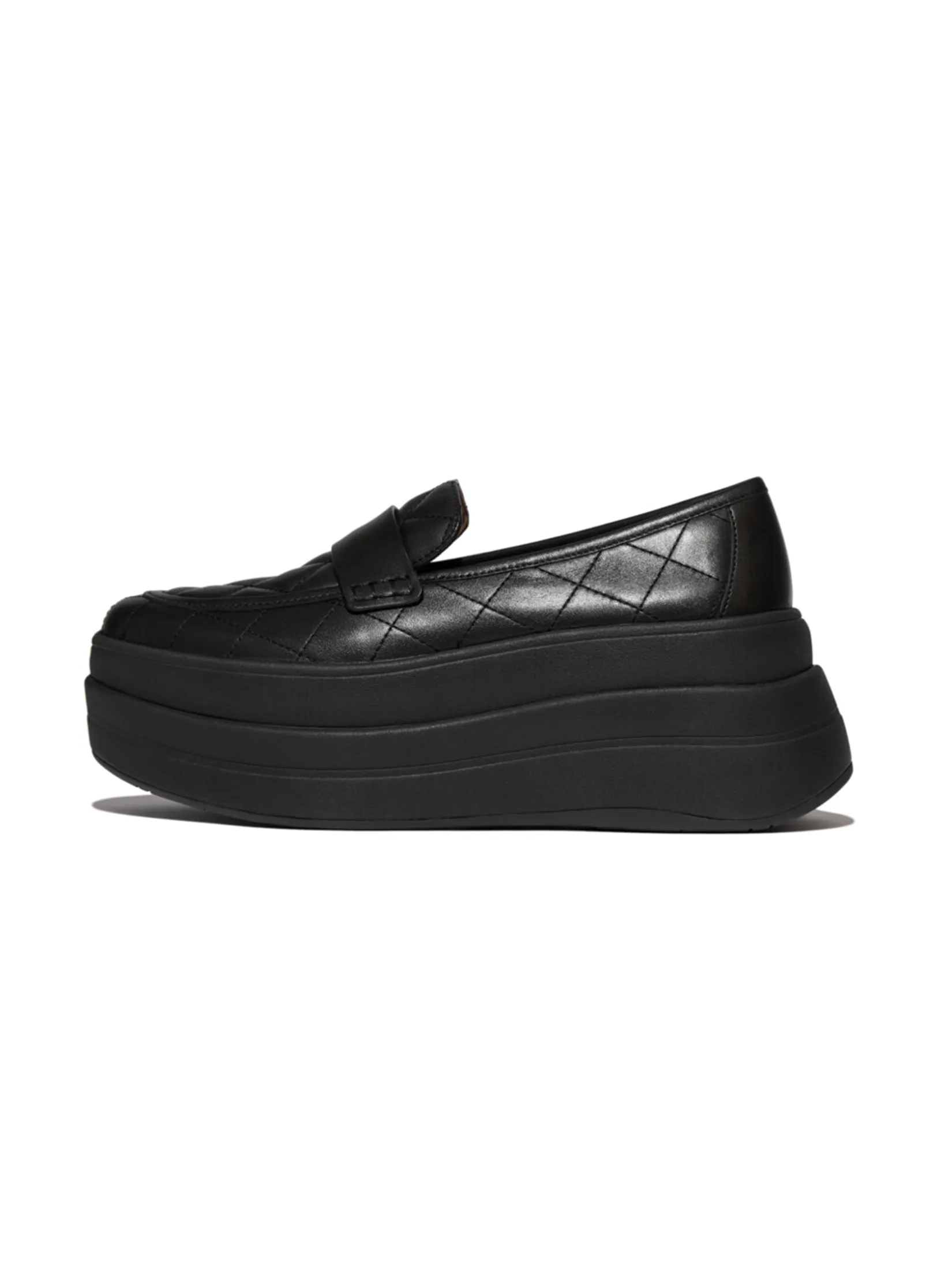 FitFlop™ WOMEN S F-MODE STACK QUILTED LOAFERS BLACK