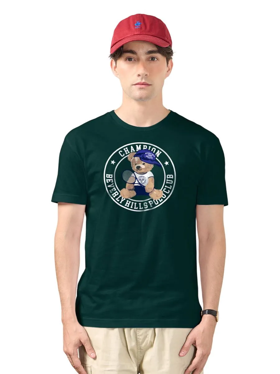 BEVERLY HILLS POLO CLUB Green Unisex T-Shirt REGULAR-FIT Model BNSR335