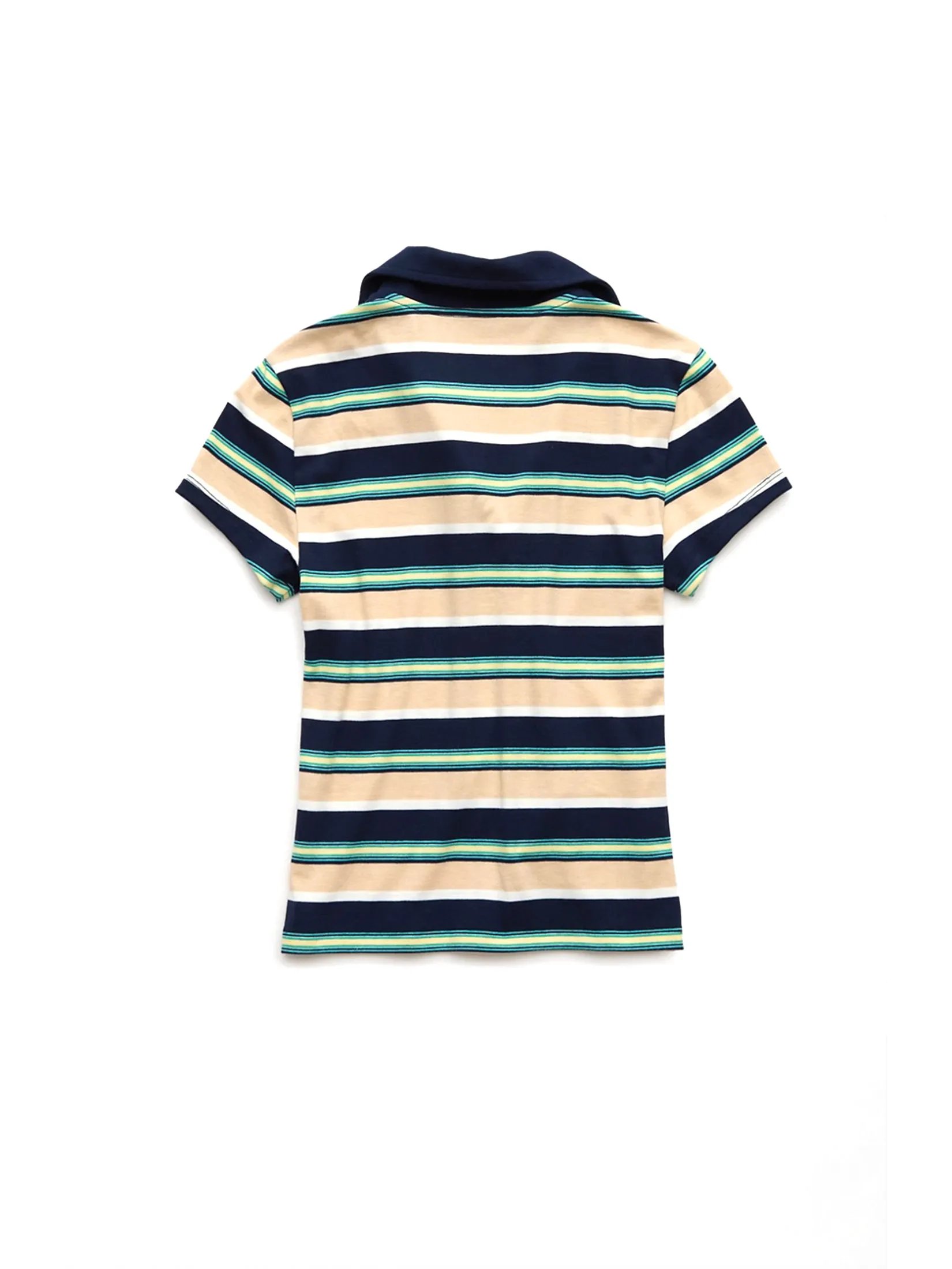 AMERICAN EAGLE WOMEN 9863 POLO BABY TEE STRIPES 410 NAVY