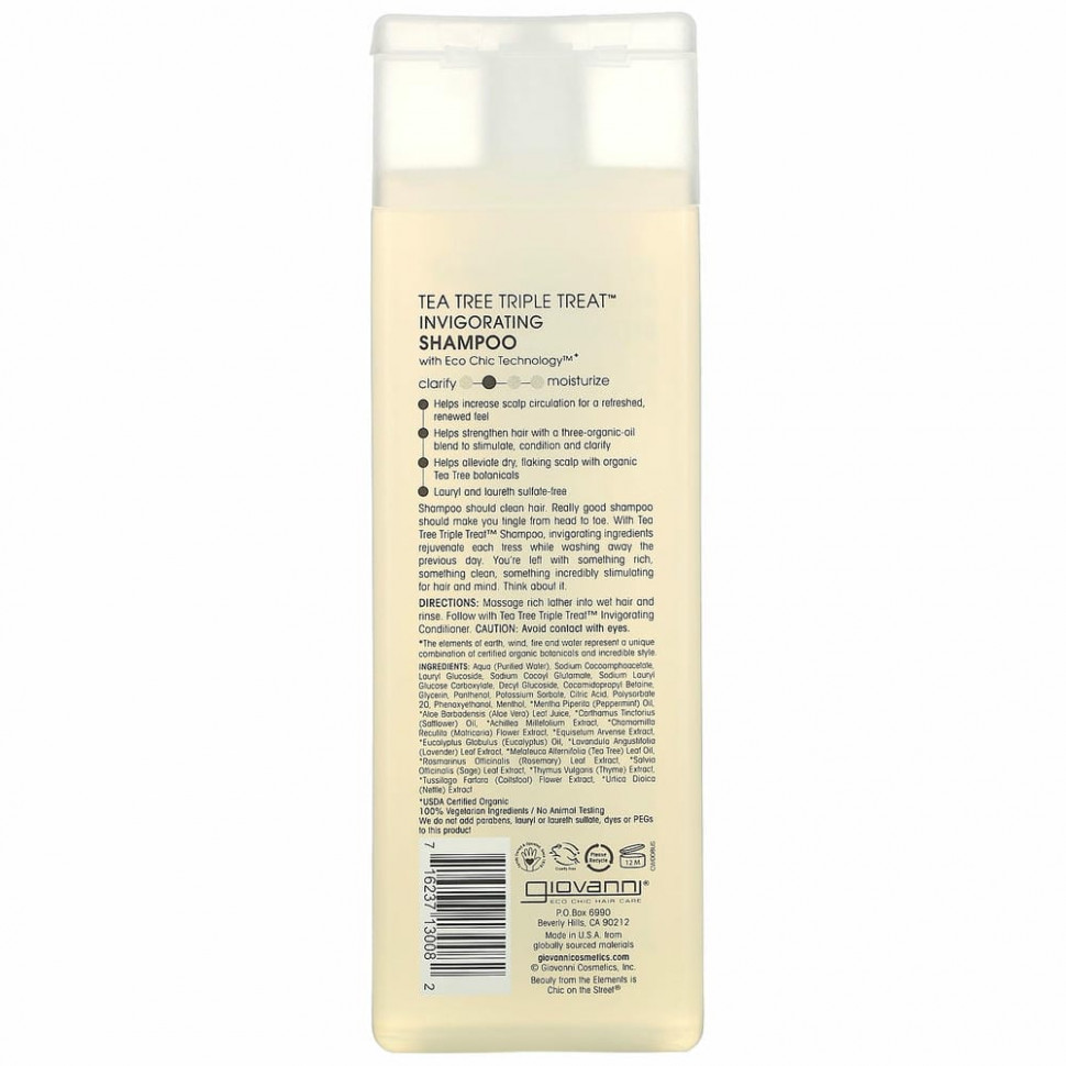 Giovanni, Tea Tree Triple Treat, укрепляющий шампунь, для всех типов волос, 250 мл (8,5 жидк. унции)