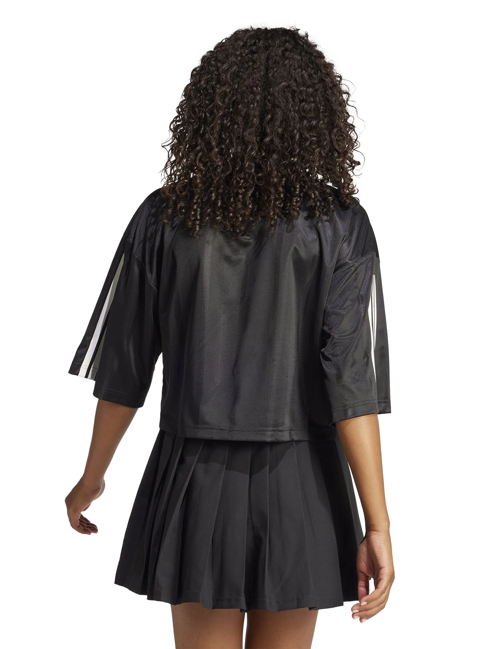 ADIDAS Women Jersey T-Shirt Tiro Cut 3-Stripes Oversized JG4097 Black / Blackwhite