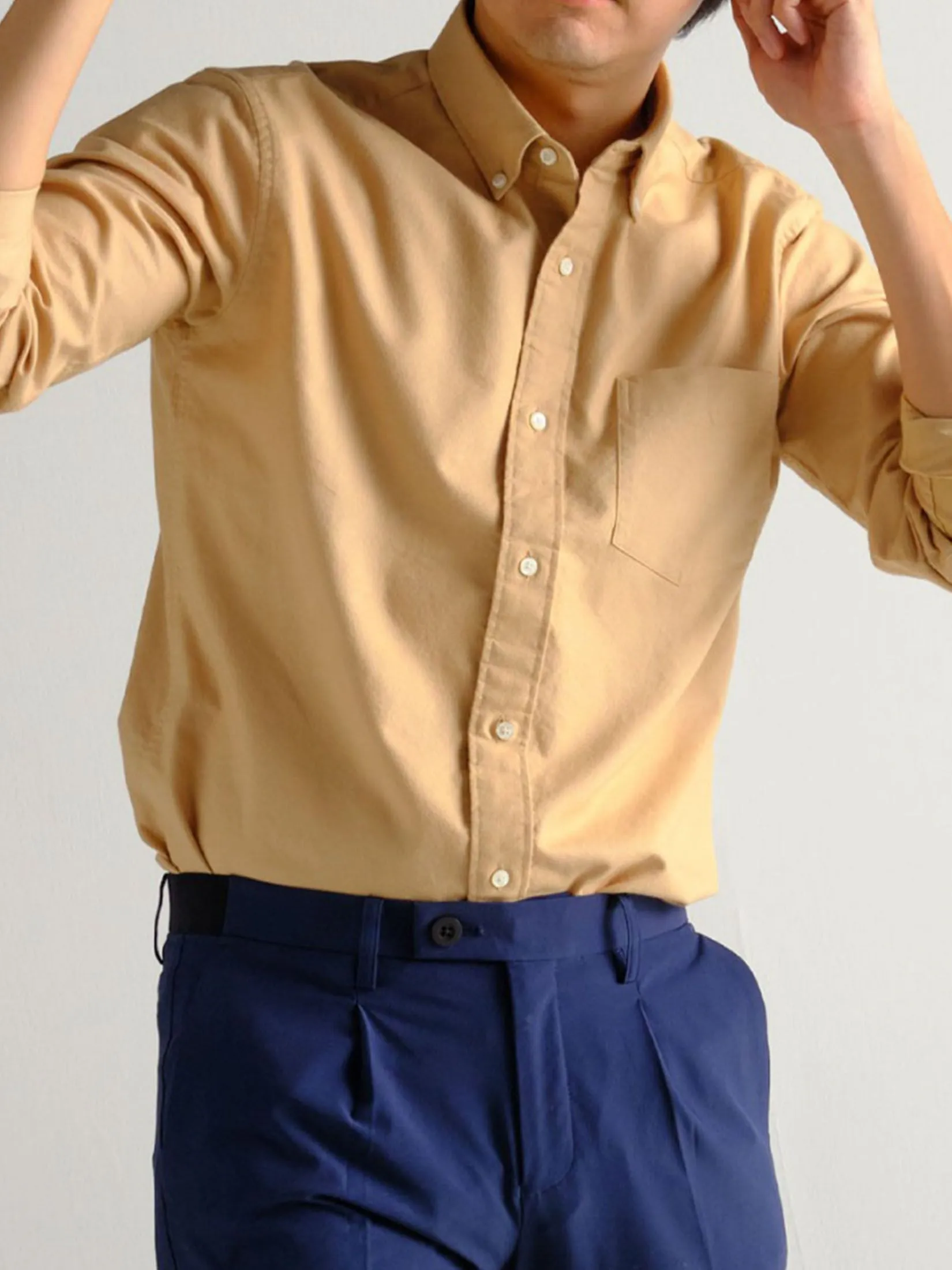 ERA-WON MEN'S DRESS SHIRT OXFORD REGULAR FIT BROWN