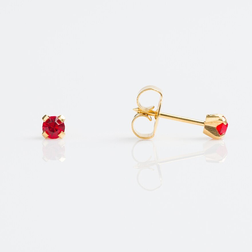 Studex Tiny Tips Earrings For Sensitive Ear Gold Plated 3mm Jul Ruby